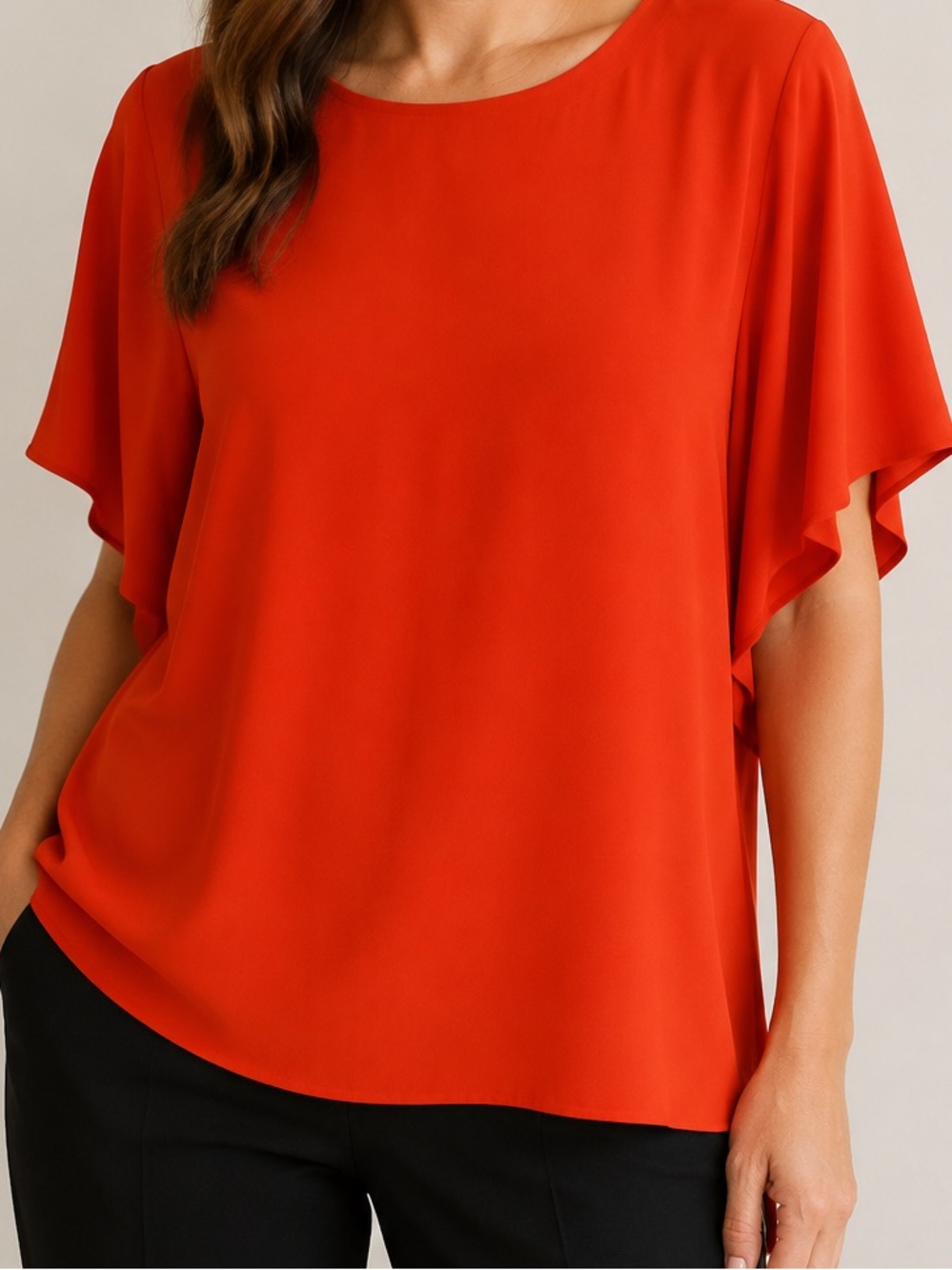 Vintage Winterport Orange 100% Silk Dolman Blouse Size 12